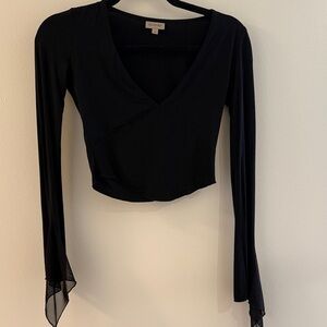 Self. The Label Black Long Sleeve Crop Top Size XS